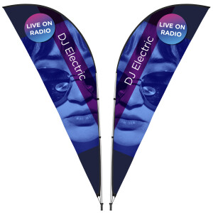 Legend 3m Sublimated Sharkfin Double-Sided Flying Banner - 1 Complete Unit