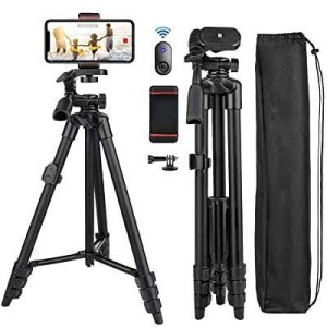 Video Recording Tripod Stand with Sefie Remote 140cm Panorama Pan Head Travel Portable Selfie Stick
